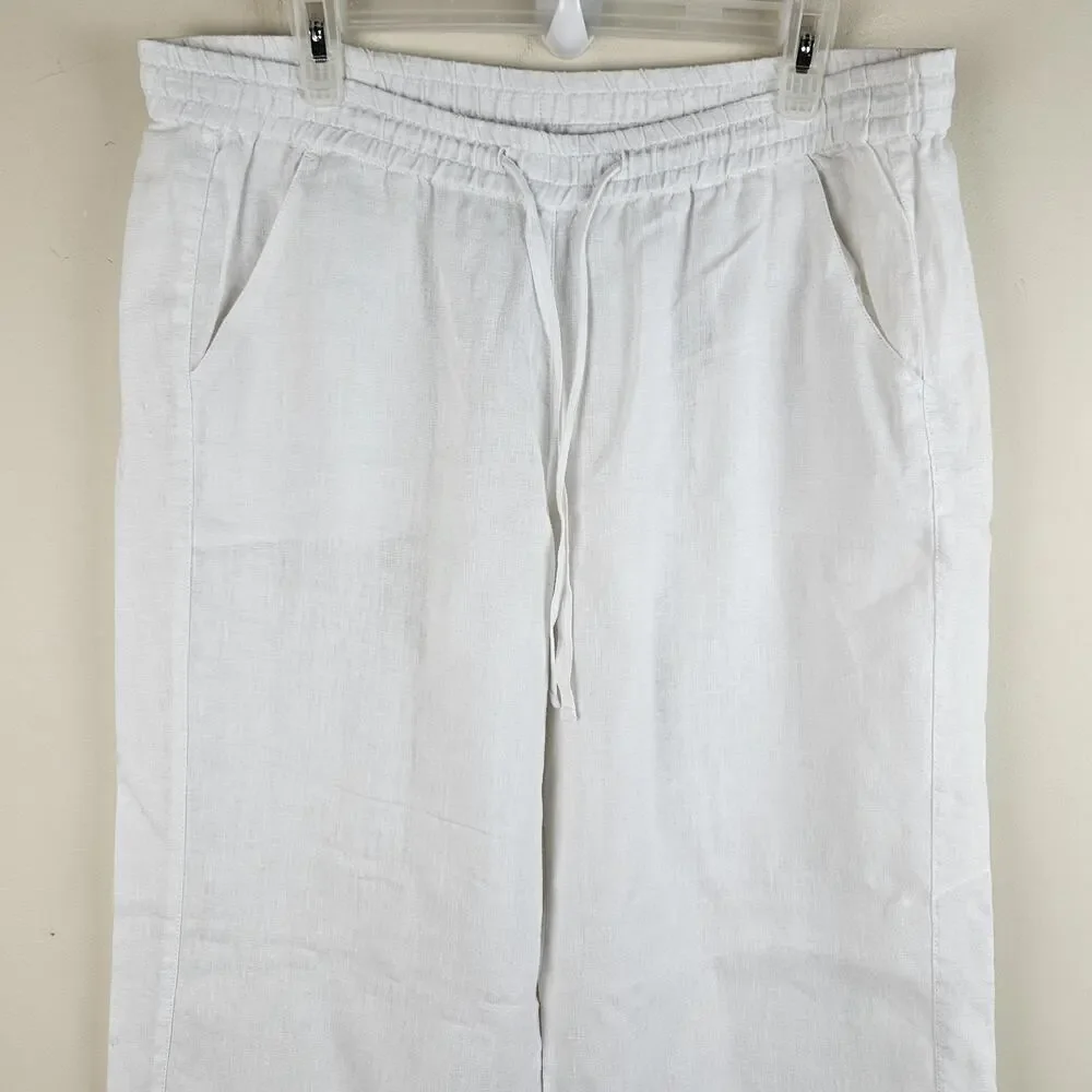 Tommy Bahama Two Palms Easy Linen Pants Men Sz M White Drawstring Pocket Relax
